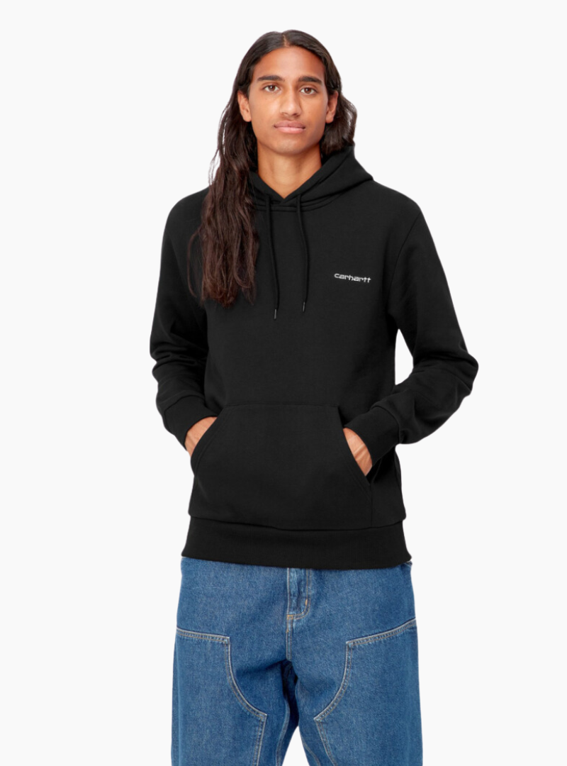 Sudadera Hooded Script Embroidery - black/ white