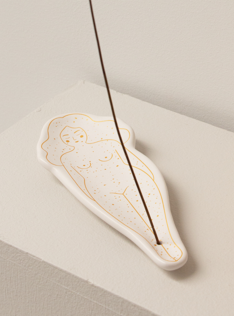 QUEMADOR DE INCIENSO TETAS BLANCAS - PINTADO A MANO HF