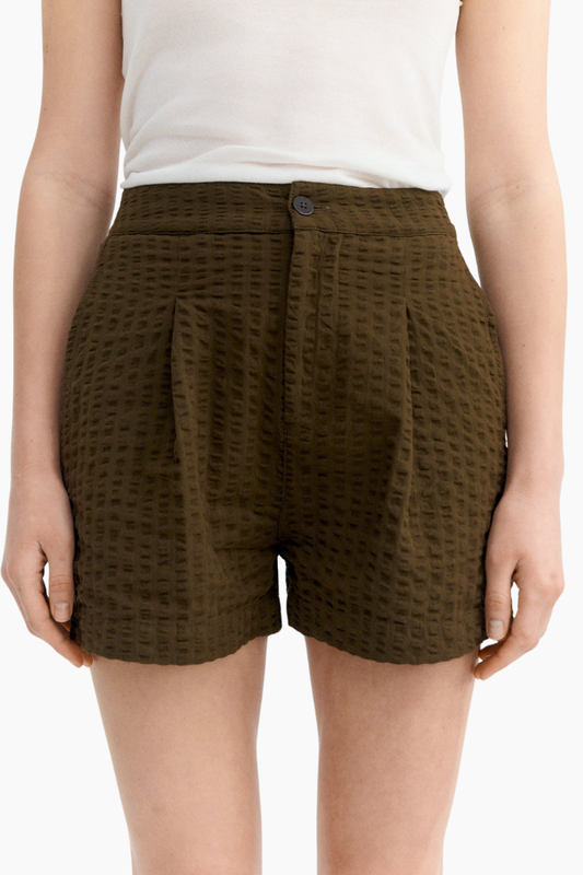 Pantalón corto Narciso seersucker - marrón