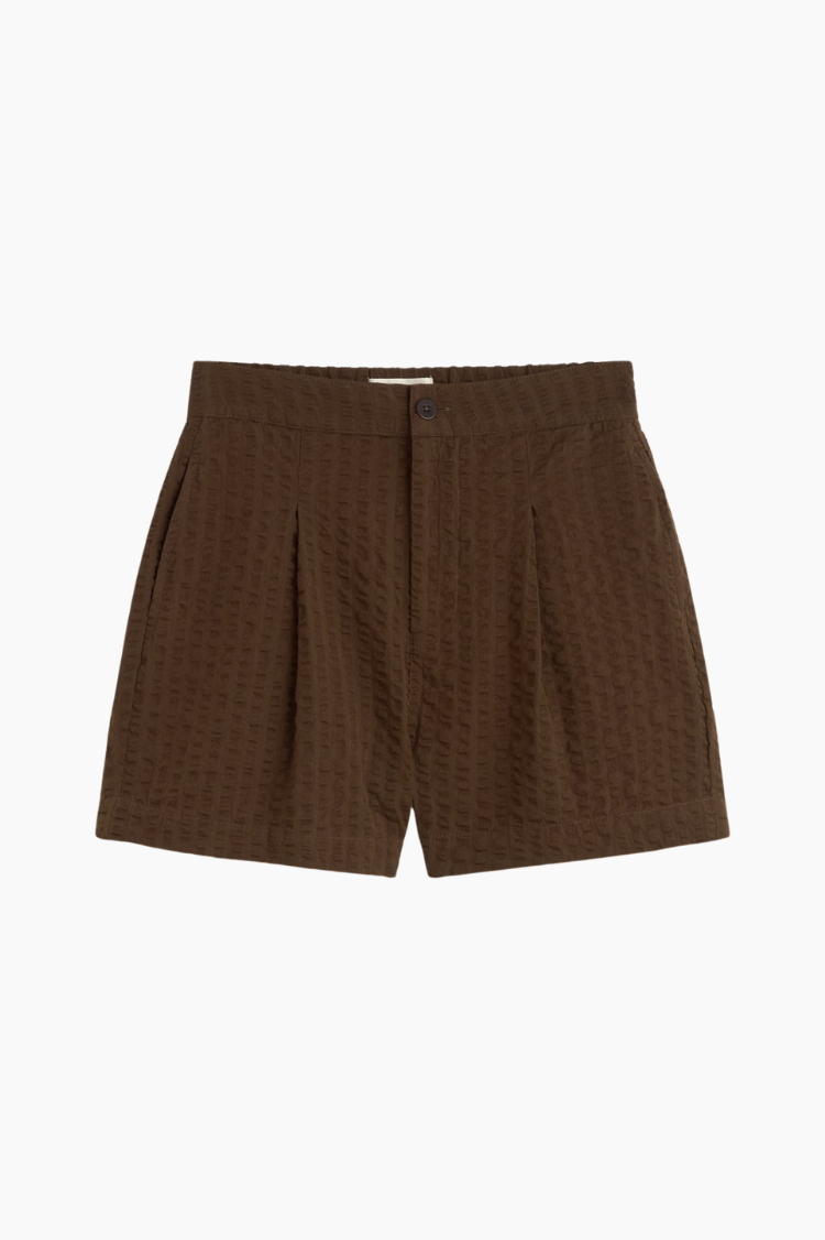 Pantalón corto Narciso seersucker - marrón