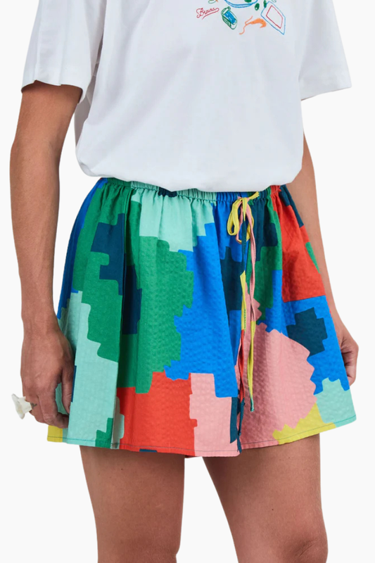 Pantalón Corto Maxi Flower Bali Loose Azul