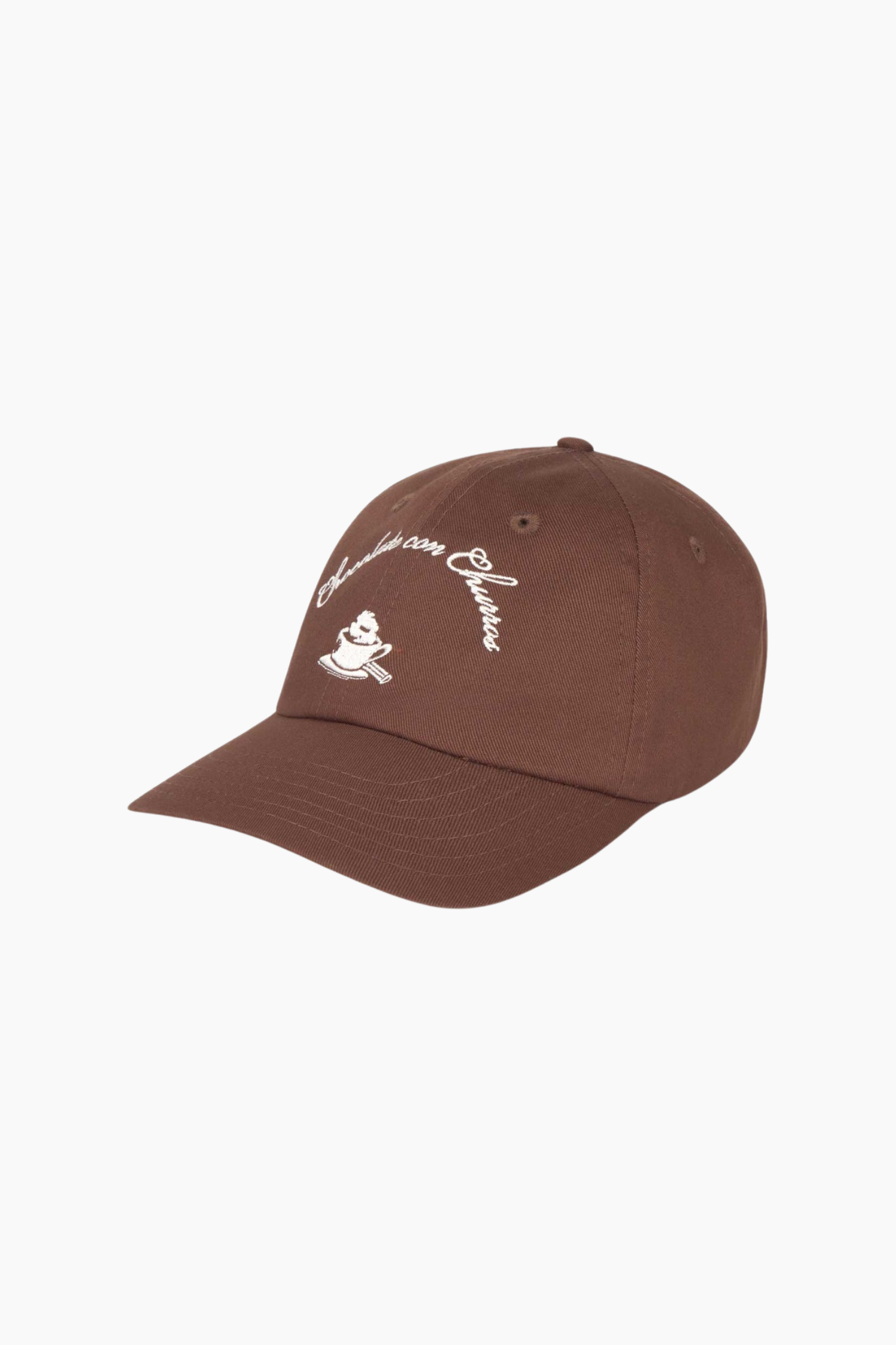 Gorra Churros Marrón Thinking Mu de algodón orgánico con bordado frontal de inspiración vintage y cierre ajustable