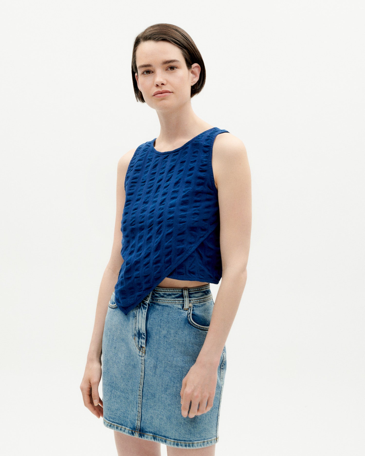 TOP EDA - SEERSUCKER  BLUE