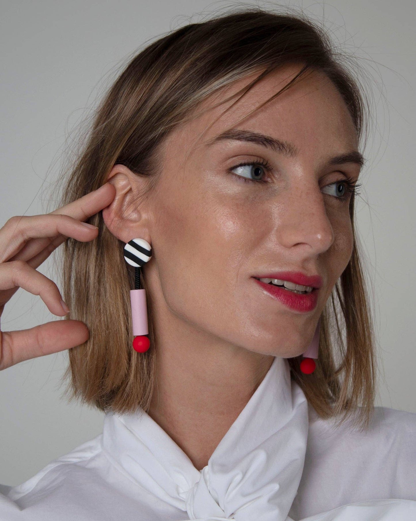 Pendientes péndulo rosa