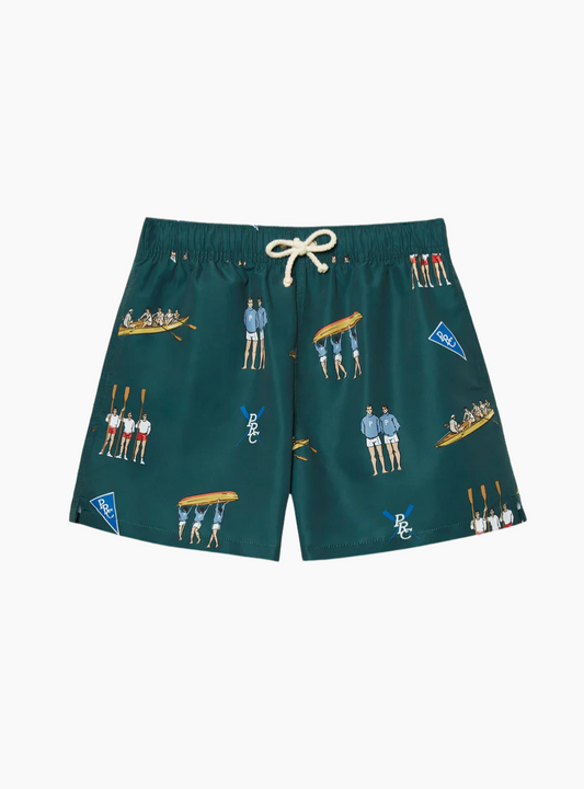 Bañador Pompeii Rowing Pine verde con estampado de remo