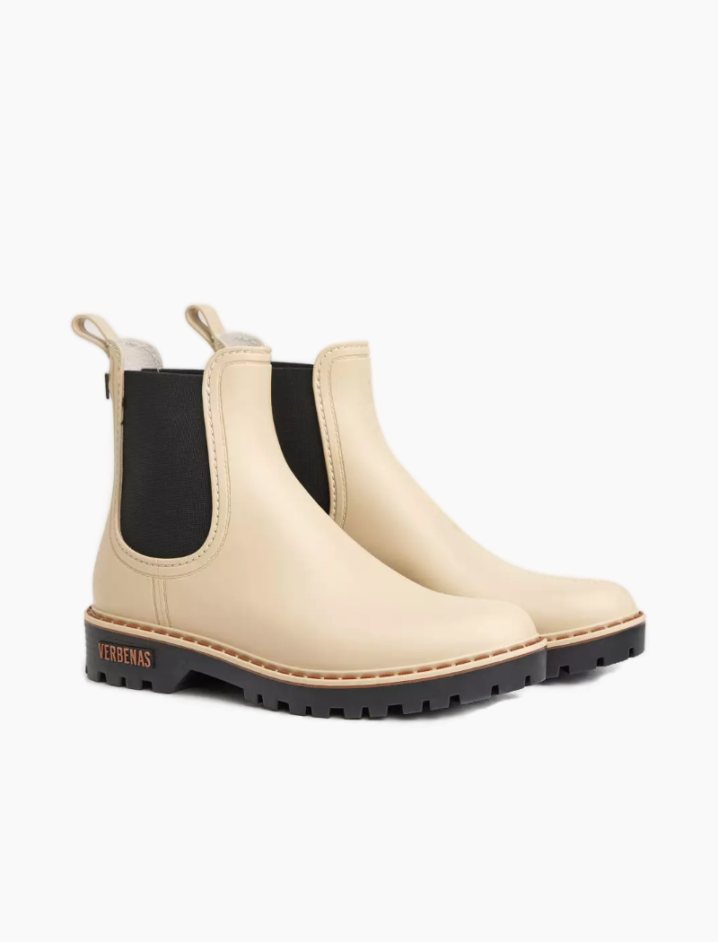 Botas de agua Verbenas Gaudí Mate crudo negro estilo Chelsea urbano