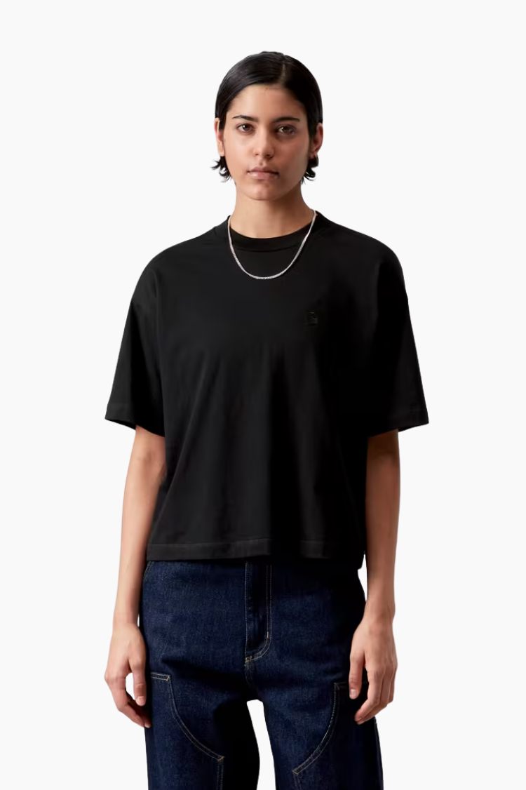Camiseta Carhartt WIP Chester negra mujer algodón orgánico cropped