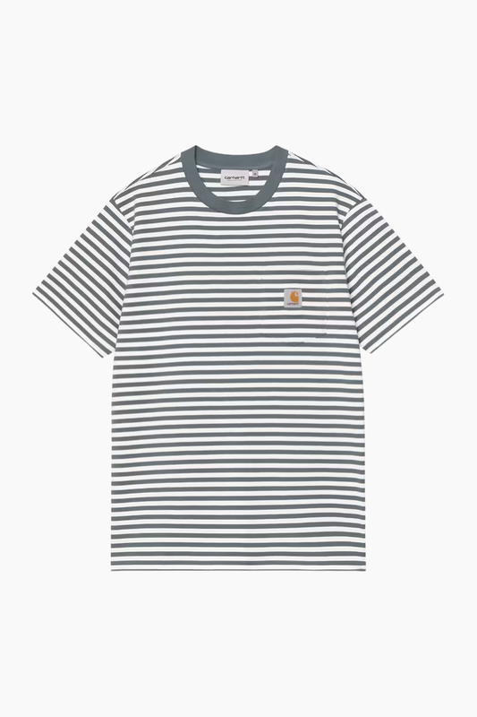 Camiseta Carhartt WIP S/S Ezra Pocket Cozy Blue Wax a rayas