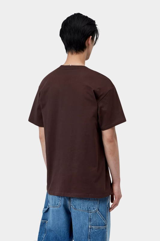 Vista trasera de la camiseta Carhartt WIP S/S Chase Palisander para hombre, de manga corta y corte holgado