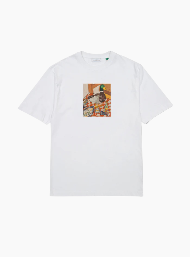Camiseta Edmmond Studios Cute Duck blanca, 100% algodón orgánico 190 g/m², hecha en Portugal