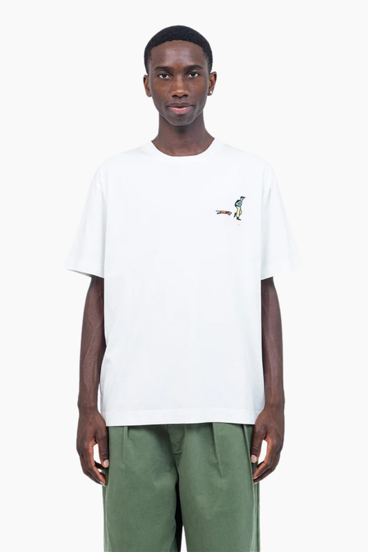 Camiseta Neighbourhood Ecru de OLOW para hombre en algodón orgánico GOTS con pequeño bordado frontal