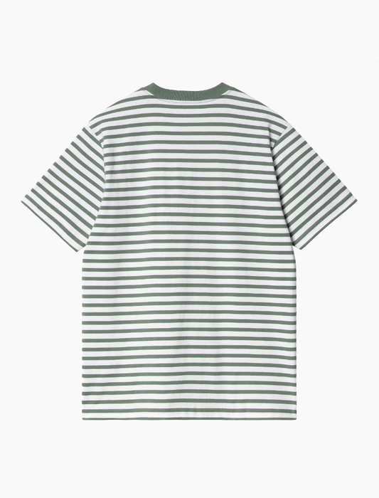 Camiseta S/S Seidler Pocket stripe - park / white