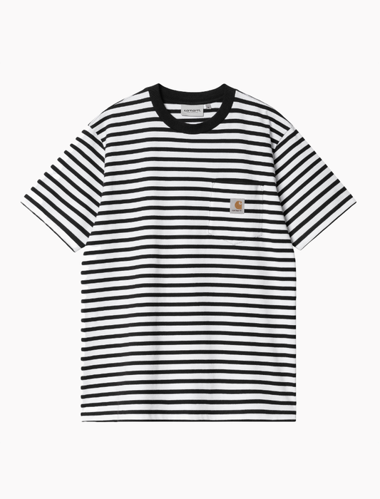 Camiseta S/S Seidler Pocket stripe - black / white