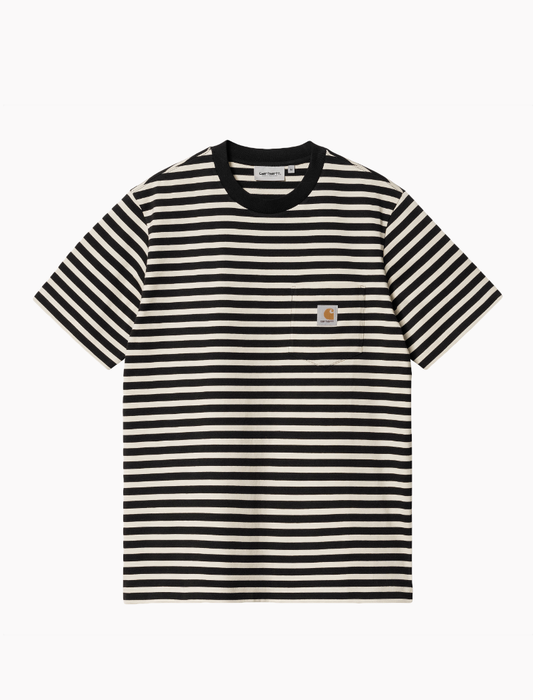 Camiseta S/S Seidler Pocket stripe - salt / black