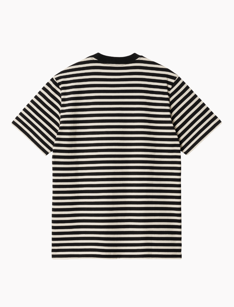 Camiseta S/S Seidler Pocket stripe - salt / black