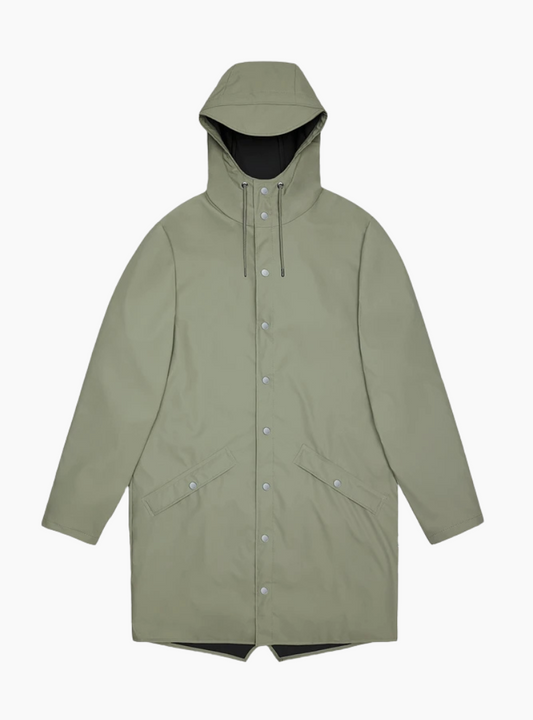 chubasquero impermeable rains long jacket drift beige grisaceo unisex