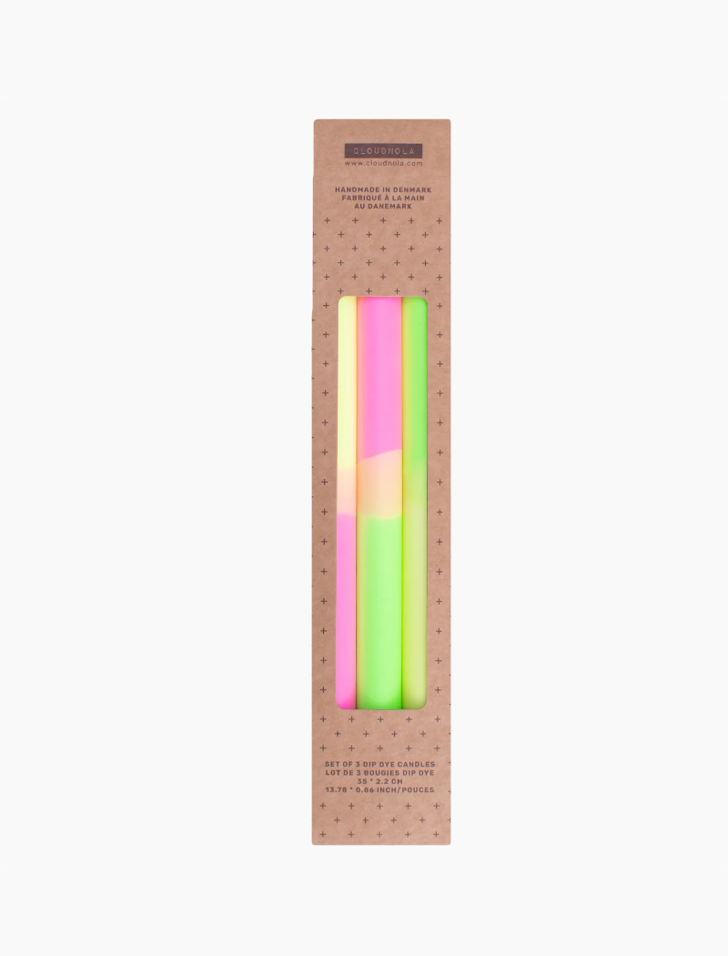 Pack 3 velas - Dip Dye Neon 35 cm - XL