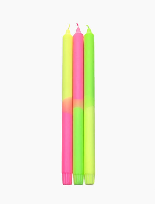 Pack 3 velas - Dip Dye Neon 35 cm - XL