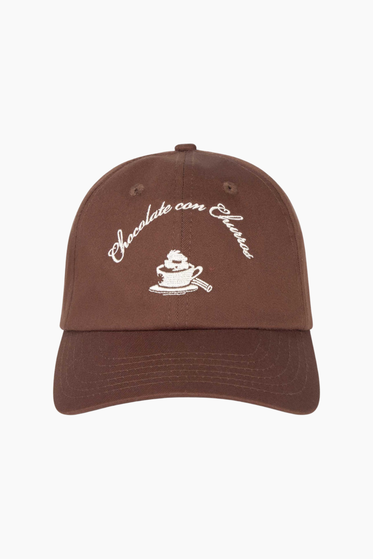 Gorra Churros Marrón Thinking Mu de algodón orgánico con bordado frontal de inspiración vintage y cierre ajustable
