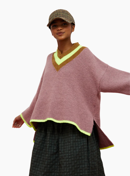 Jersey Hug Rosa de Dr. Bloom con escote tricolor y detalles flúor