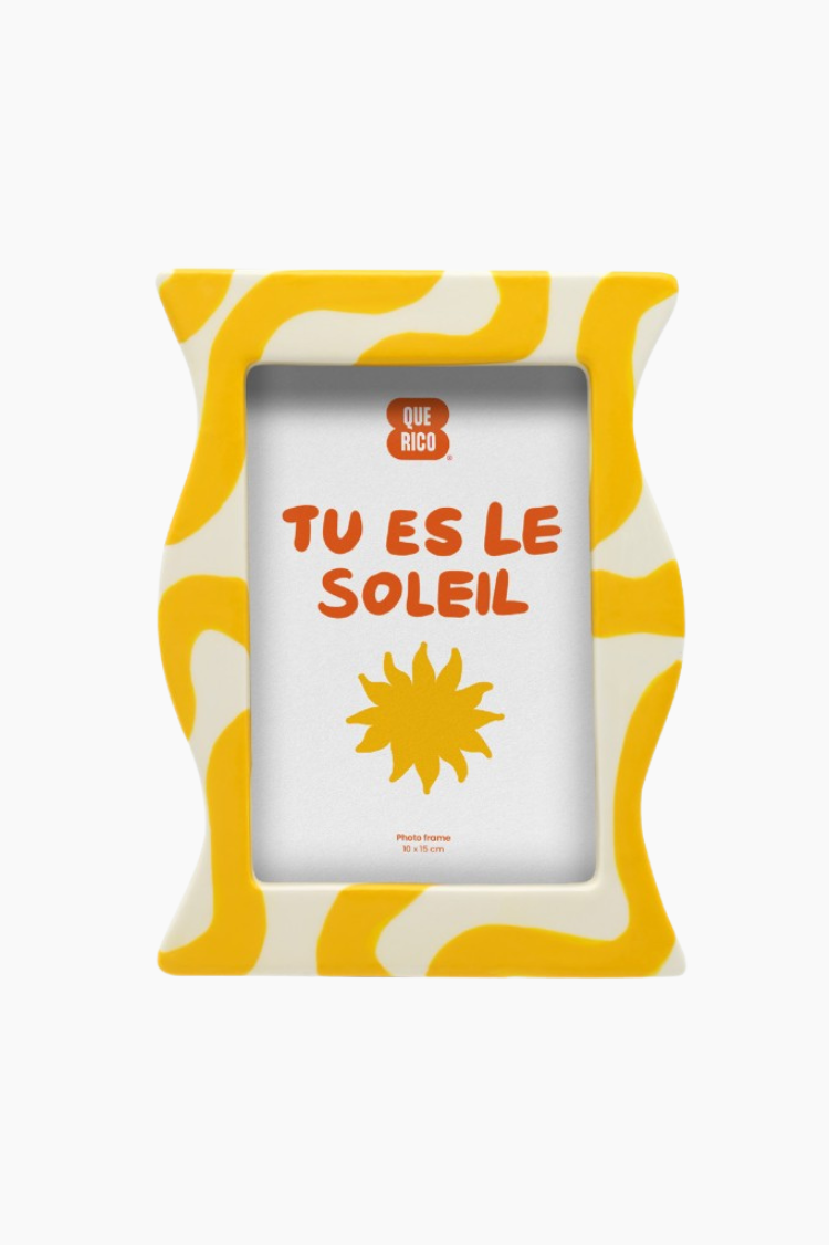 Marco fotos cerámico amarillo blanco Qué Rico Francisco