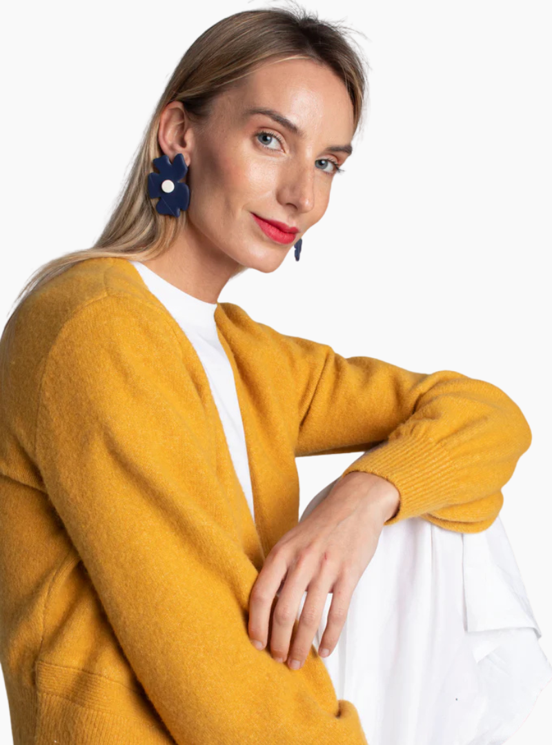 Pendientes Jardín Marino De La Rosa Studio flor azul arcilla polimérica