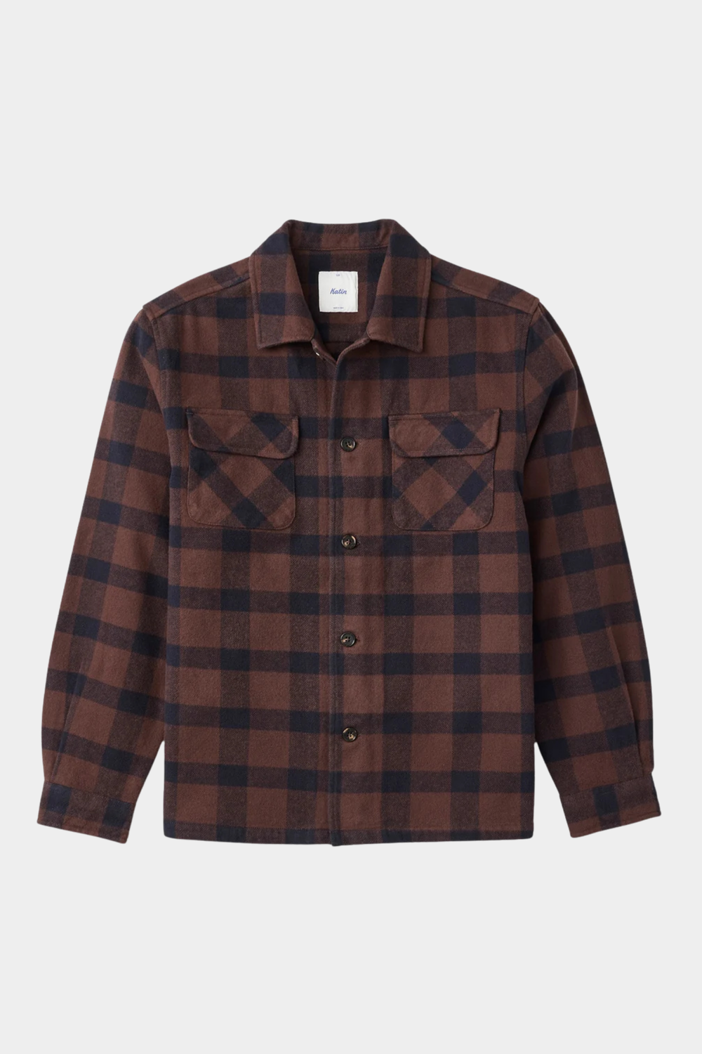 Sobrecamisa Shiloh de Katin USA para hombre en franela de cuadros marrón y azul French Roast Plaid