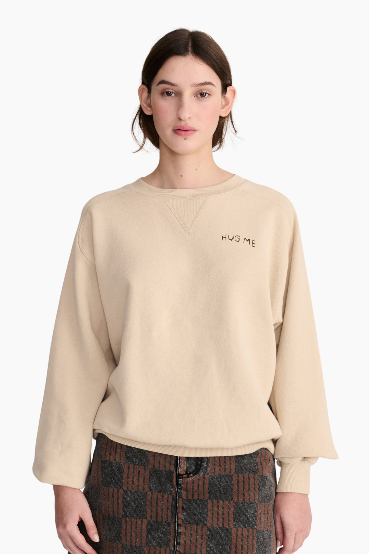 Sudadera beige Hug Me de Bobo Choses para mujer en algodón orgánico con corte holgado y cuello redondo