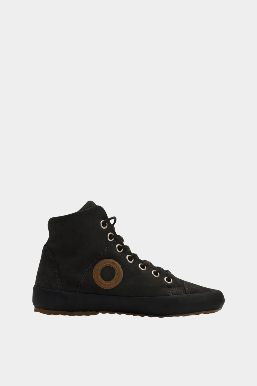 Zapatillas altas Aro Wen H Charcoal de mujer en ante gris carbón con suela oscura, ojales metálicos y diseño retro