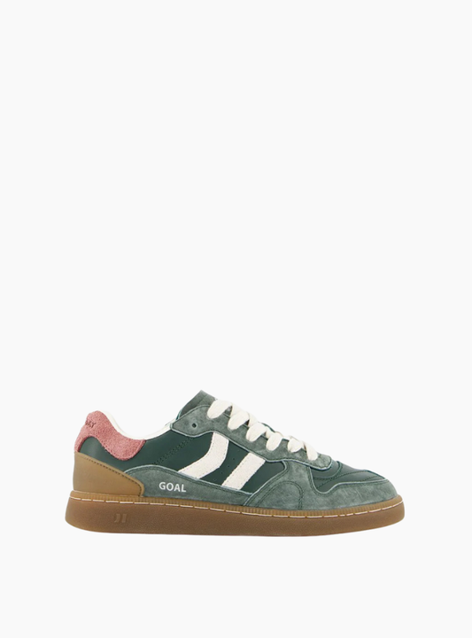 Zapatillas Coolway Goal Green Pulse serraje con cordones intercambiables y logo lateral en dorado