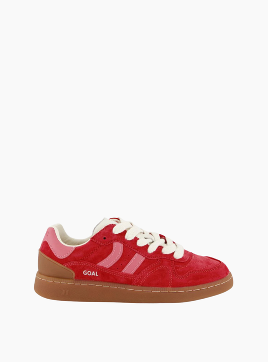 Zapatillas Coolway Goal Red Love serraje rojo con cordones intercambiables y logo lateral en dorado