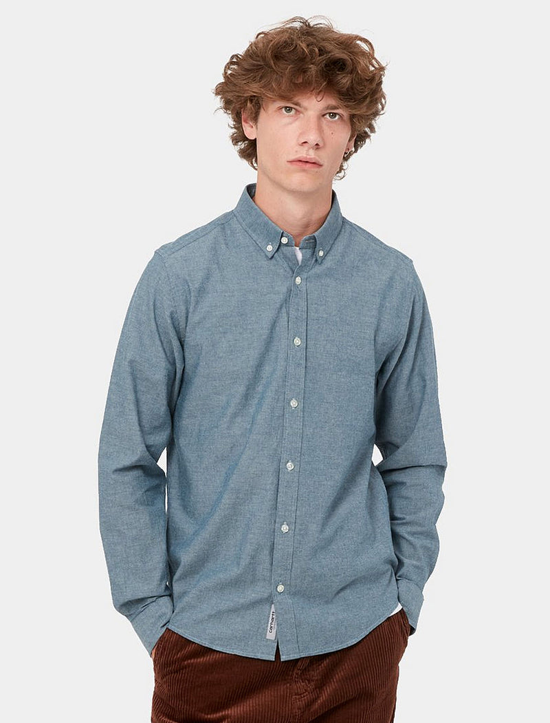 Camisa L/S Kyoto - blue (stone washed) - Tequila Sunset